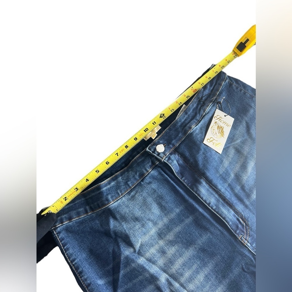 Home Folk Distressed Women's Dark Wash Blue Flare Jeans - Picture 9 of 14